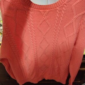 Hollister Coral Cable Knit Sweater
